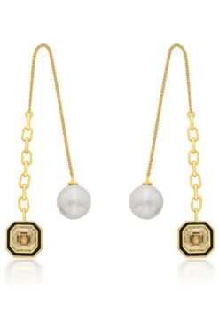 Isharya Crystal & Pearl Threader Earrings -Celestiagem Jewelry Shop 0404yshb013 2