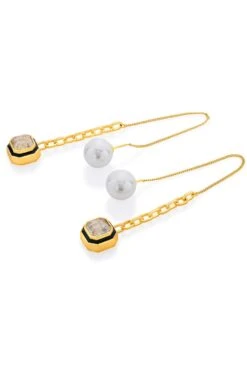 Isharya Crystal & Pearl Threader Earrings -Celestiagem Jewelry Shop 0404yshb013 3