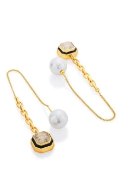 Isharya Crystal & Pearl Threader Earrings -Celestiagem Jewelry Shop 0404yshb013 4