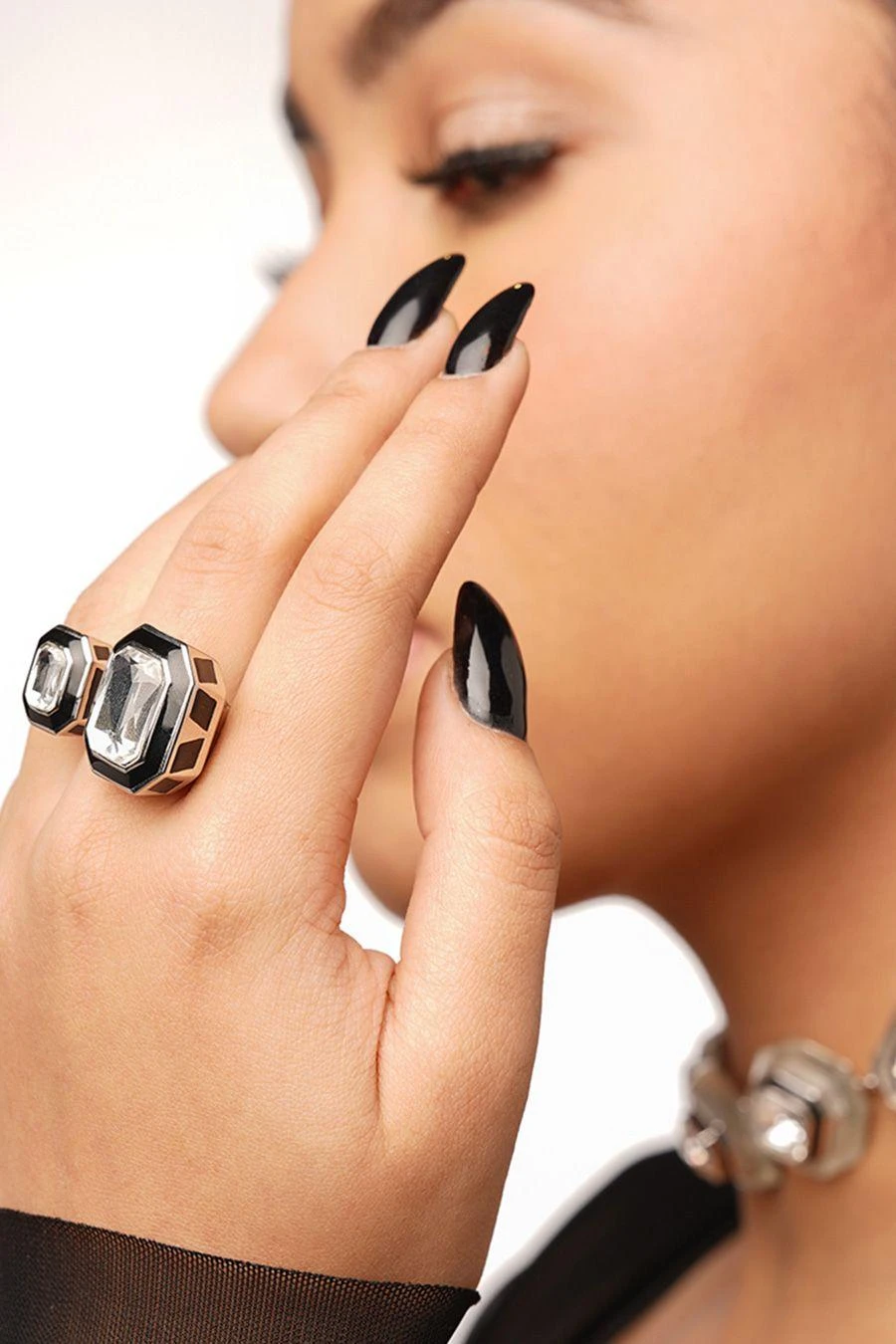 Isharya White Dual-Crystal Ring 3 Isharya White Dual-Crystal Ring