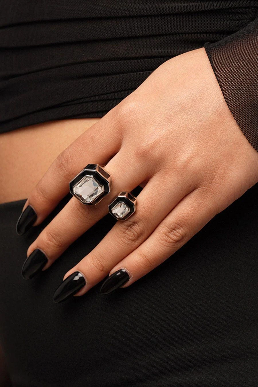 Isharya White Dual-Crystal Ring 4 Isharya White Dual-Crystal Ring - Image 2