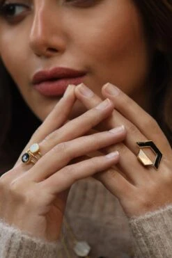 Varnika Arora Lyza Black Onyx Deco Drop Ring -Celestiagem Jewelry Shop 0802va21 2