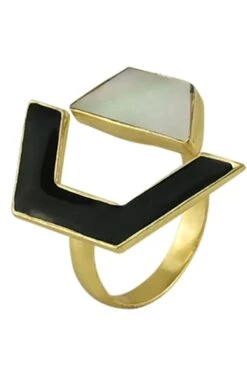 Varnika Arora Lyza Black Onyx Deco Drop Ring -Celestiagem Jewelry Shop 0802va21 6