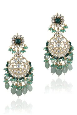 Riana Jewellery Sea Green Beaded Pearl Earrings
