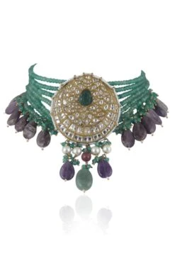 Riana Jewellery Green & Purple Jadtar Necklace Set -Celestiagem Jewelry Shop 1010ria93 3