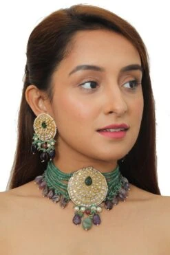 Riana Jewellery Green & Purple Jadtar Necklace Set -Celestiagem Jewelry Shop 1010ria93 4