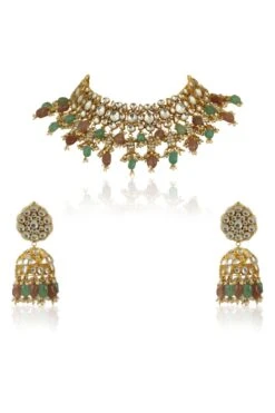 Riana Jewellery Sea Green Beaded Necklace Set