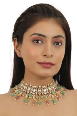 Riana Jewellery Sea Green Beaded Necklace Set -Celestiagem Jewelry Shop 1110ri01 4