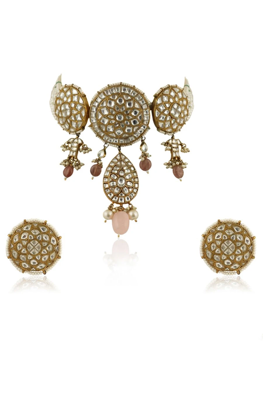 Riana Jewellery Pastel Pink Jadtar Choker Set 3 Riana Jewellery Pastel Pink Jadtar Choker Set