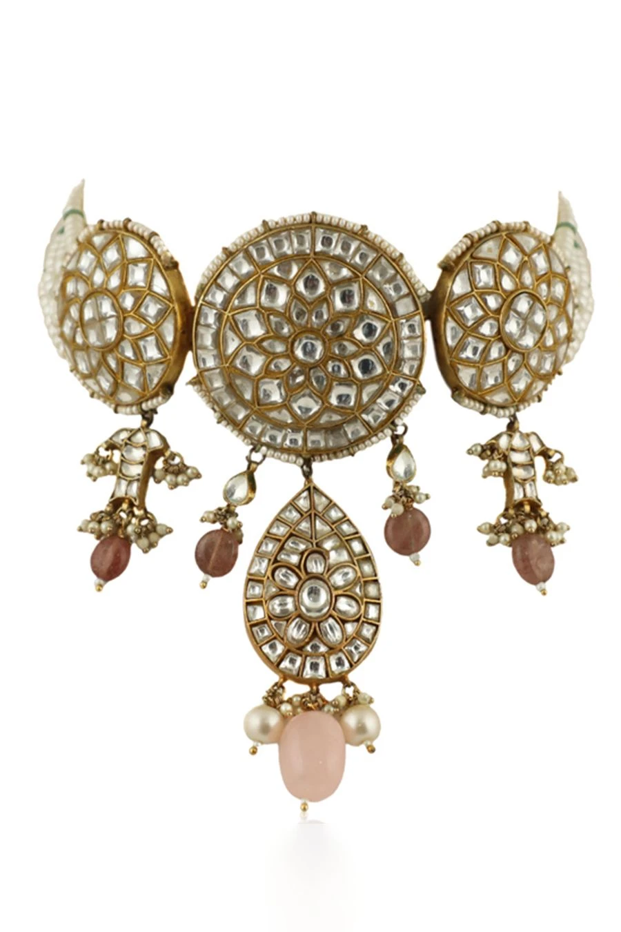 Riana Jewellery Pastel Pink Jadtar Choker Set 4 Riana Jewellery Pastel Pink Jadtar Choker Set - Image 2