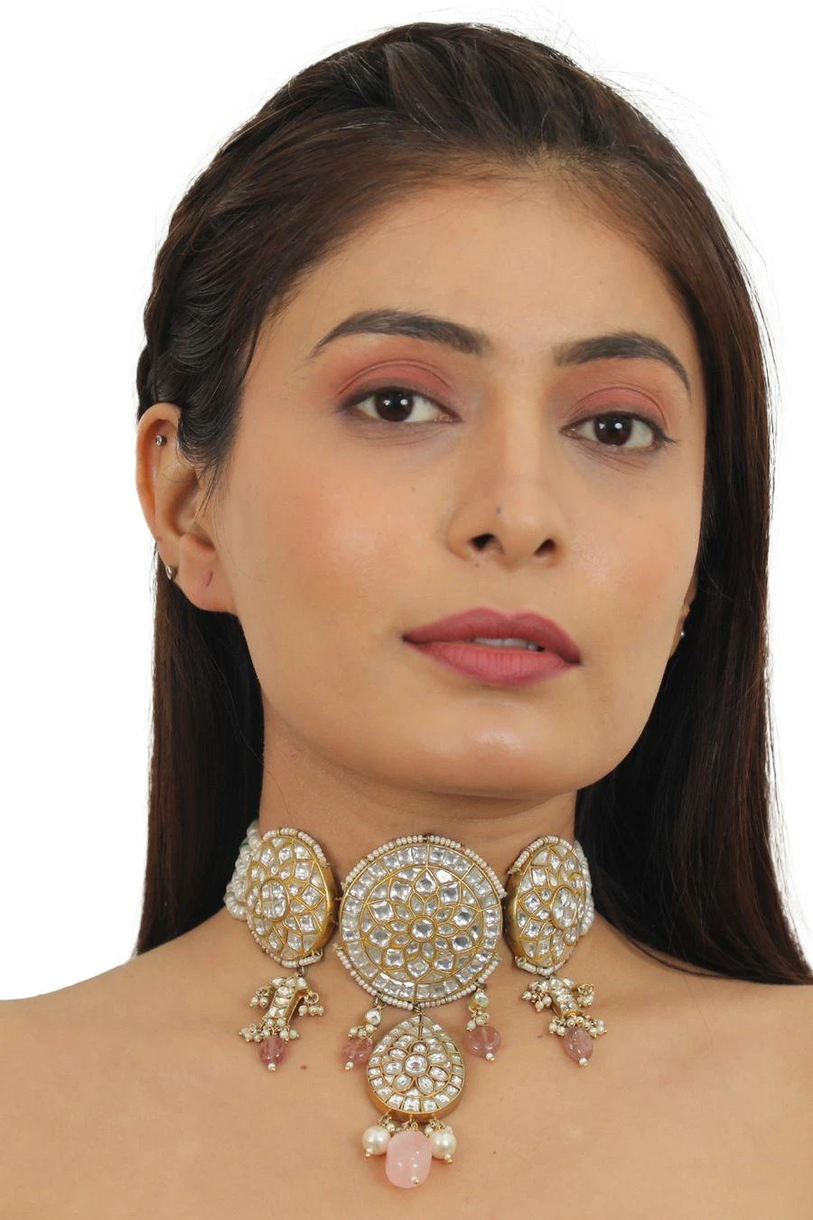 Riana Jewellery Pastel Pink Jadtar Choker Set 7 Riana Jewellery Pastel Pink Jadtar Choker Set - Image 5