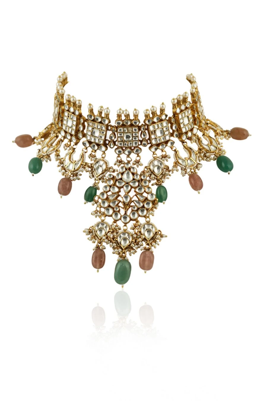 Riana Jewellery Pastel Pink & Sea Green Necklace Set 7 Riana Jewellery Pastel Pink & Sea Green Necklace Set - Image 5