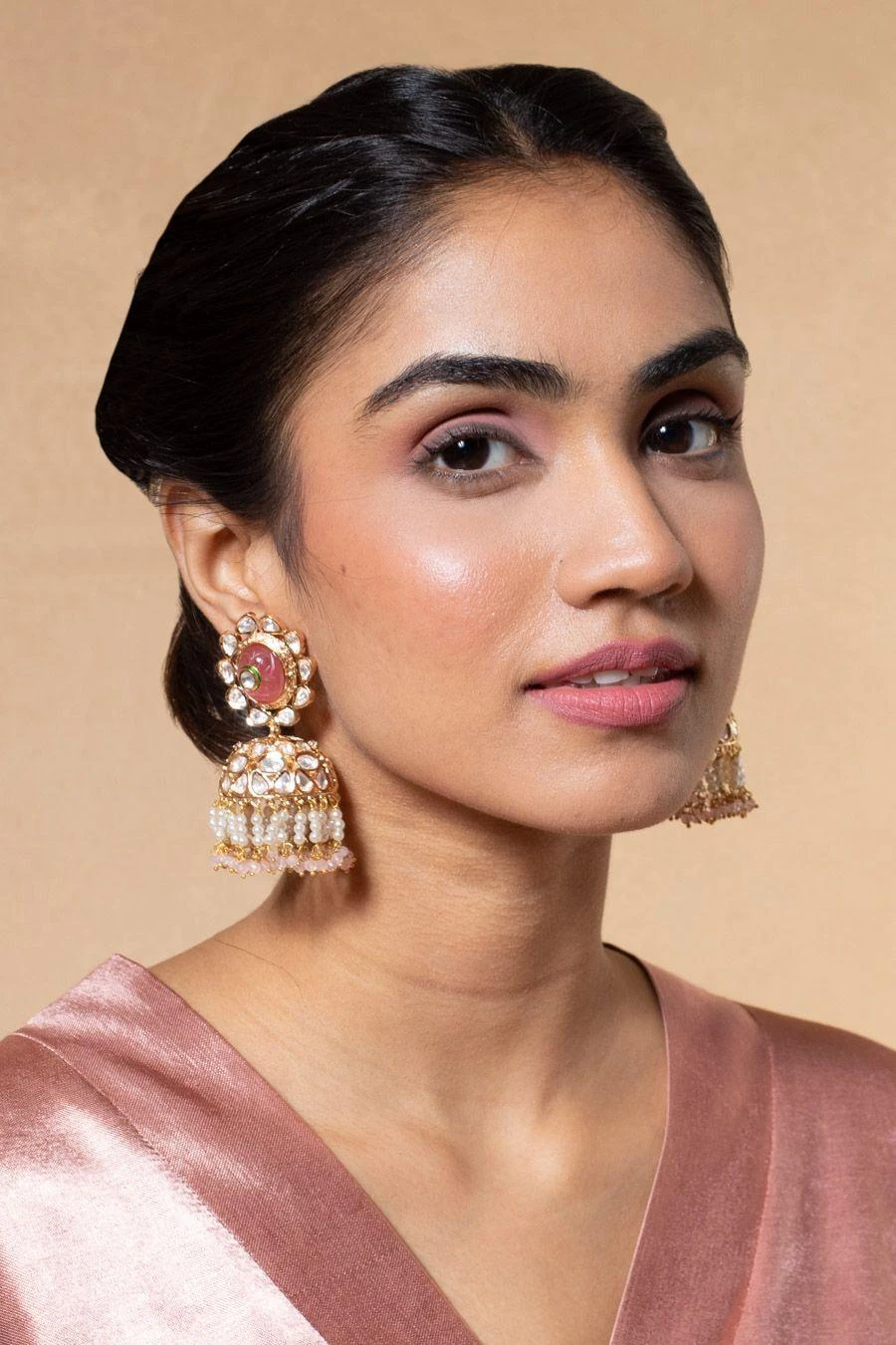 Turquoise Jewels Gold & Pink Floral Earrings 3 Turquoise Jewels Gold & Pink Floral Earrings