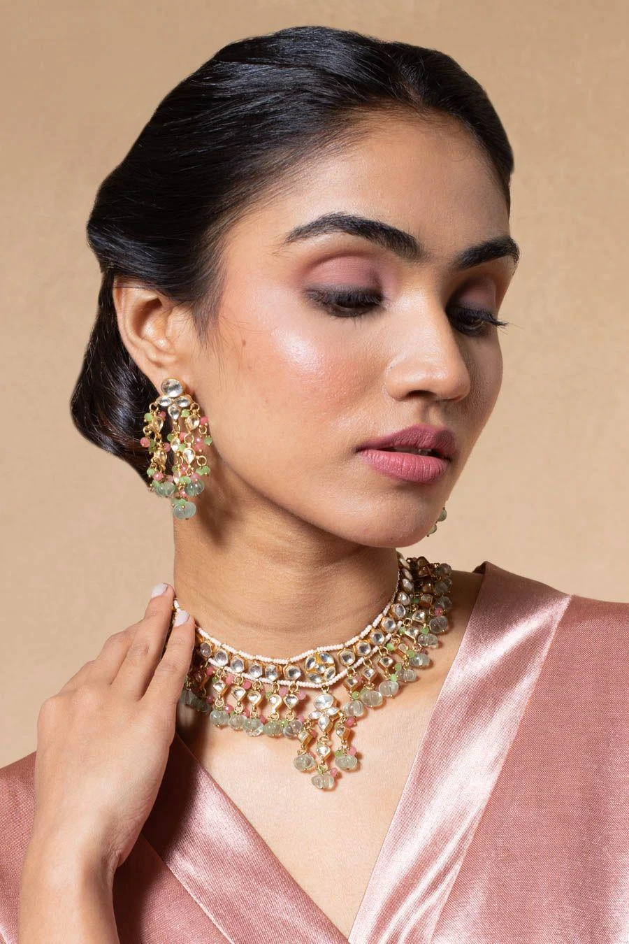 Turquoise Jewels Gold & Pink Kundan Necklace Set 3 Turquoise Jewels Gold & Pink Kundan Necklace Set