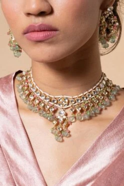 Turquoise Jewels Gold & Pink Kundan Necklace Set 6 Turquoise Jewels Gold & Pink Kundan Necklace Set -Celestiagem Jewelry Shop 12523tou6 2