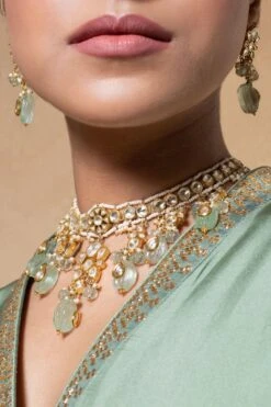 Turquoise Jewels Gold & Green Kundan Necklace Set -Celestiagem Jewelry Shop 12523tou8 2