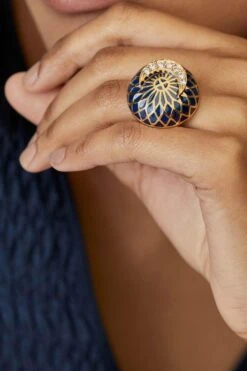 Divya Chugh Blue Swarovski Moon Ring -Celestiagem Jewelry Shop 1332023dic43 2