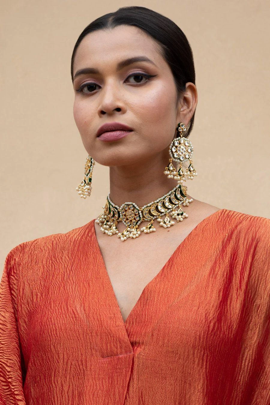 Zevar By Geeta Gold Kundan Choker Set 3 Zevar By Geeta Gold Kundan Choker Set