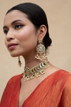 Zevar By Geeta Gold Kundan Choker Set 7 Zevar By Geeta Gold Kundan Choker Set -Celestiagem Jewelry Shop 13zvr10 3