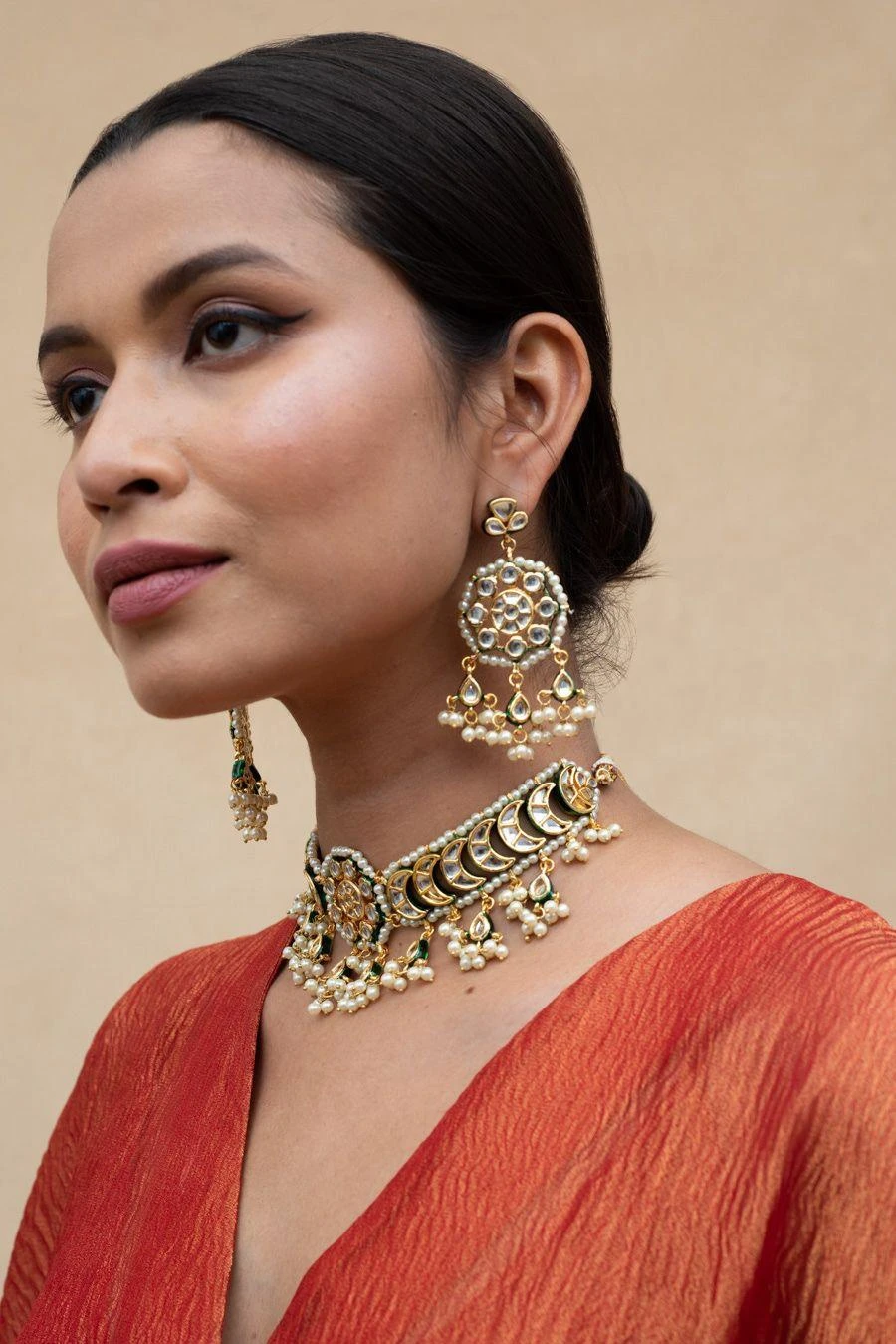 Zevar By Geeta Gold Kundan Choker Set 5 Zevar By Geeta Gold Kundan Choker Set - Image 3