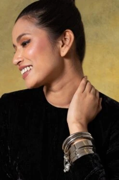 Ritika Sachdeva Silver Plated Flat Bangles