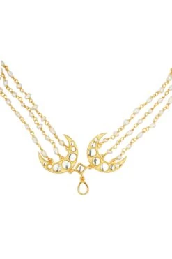 Zariin Gold Pearl & Mirror Work Choker -Celestiagem Jewelry Shop 14723zrn2 2