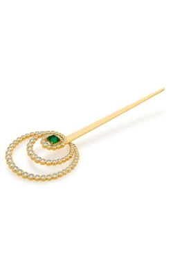 Isharya Raina Hydro Emerald Hair Bodkin -Celestiagem Jewelry Shop 15623is2 3