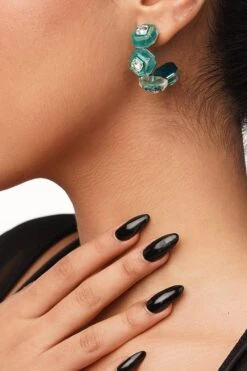 Isharya B-Dazzle Infinity Cut Green Crystal Hoops