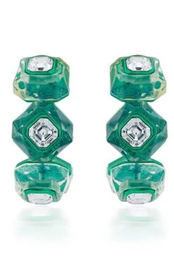 Isharya B-Dazzle Infinity Cut Green Crystal Hoops -Celestiagem Jewelry Shop 15623is26 3
