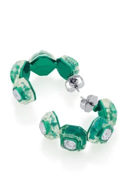 Isharya B-Dazzle Infinity Cut Green Crystal Hoops -Celestiagem Jewelry Shop 15623is26 4