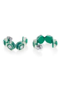 Isharya B-Dazzle Infinity Cut Green Crystal Hoops -Celestiagem Jewelry Shop 15623is26 5