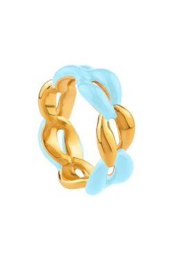 Misho Juicy Blue-gold Link Ring