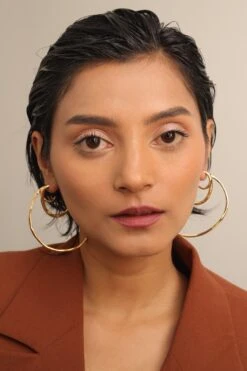 Anatina Gold Concurrent Hoop Earrings