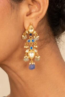 Turquoise Jewels Gold & Purple Kundan Necklace Set -Celestiagem Jewelry Shop 16523to4 3