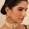 Turquoise Jewels Ivory & Gold Kundan Necklace Set -Celestiagem Jewelry Shop 16523to6 1