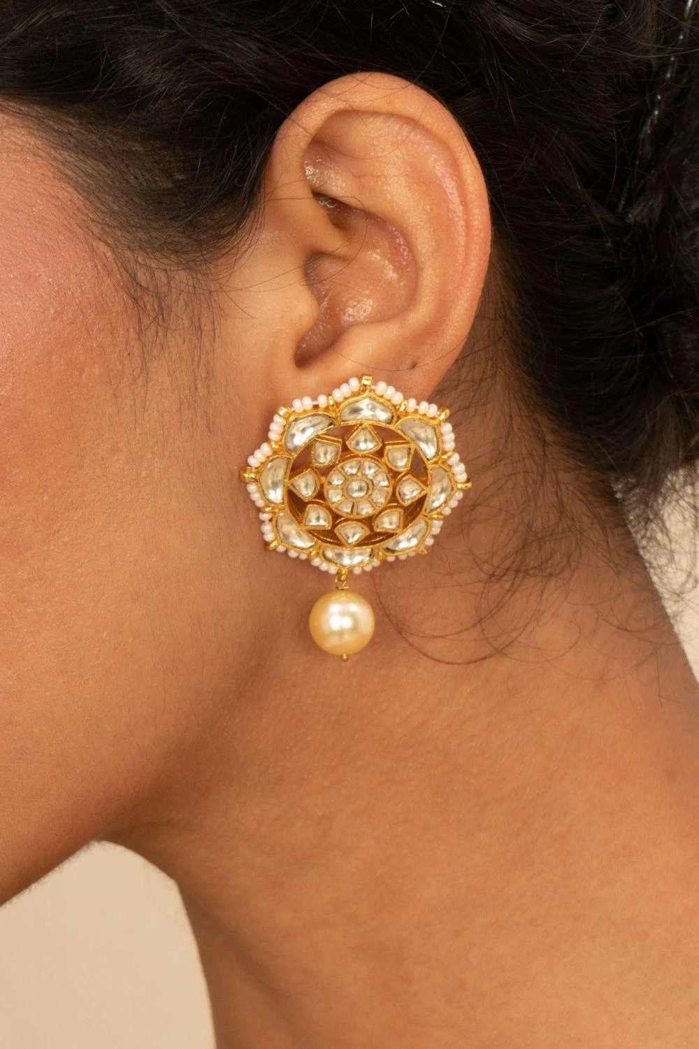 Turquoise Jewels Ivory & Gold Kundan Necklace Set 5 Turquoise Jewels Ivory & Gold Kundan Necklace Set - Image 3