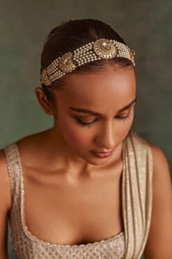 Tarun Tahiliani Accessories Pearl Jadau Hair Band