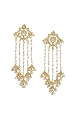 Maisara Kundan Jadau Earrings With Pearl Tassels