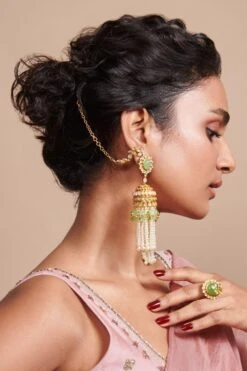 Aulerth Loren Ring In Pale Green Hue By Suneet Varma