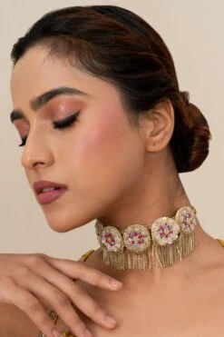 Fooljhadi Floral Hand Embellished Choker -Celestiagem Jewelry Shop 180523fj06 2