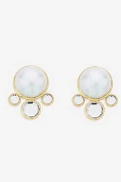 Isharya Ayaana Pearl & Mirror Stud Earrings -Celestiagem Jewelry Shop 18723iya14 2