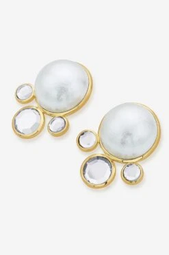 Isharya Ayaana Pearl & Mirror Stud Earrings -Celestiagem Jewelry Shop 18723iya14 3