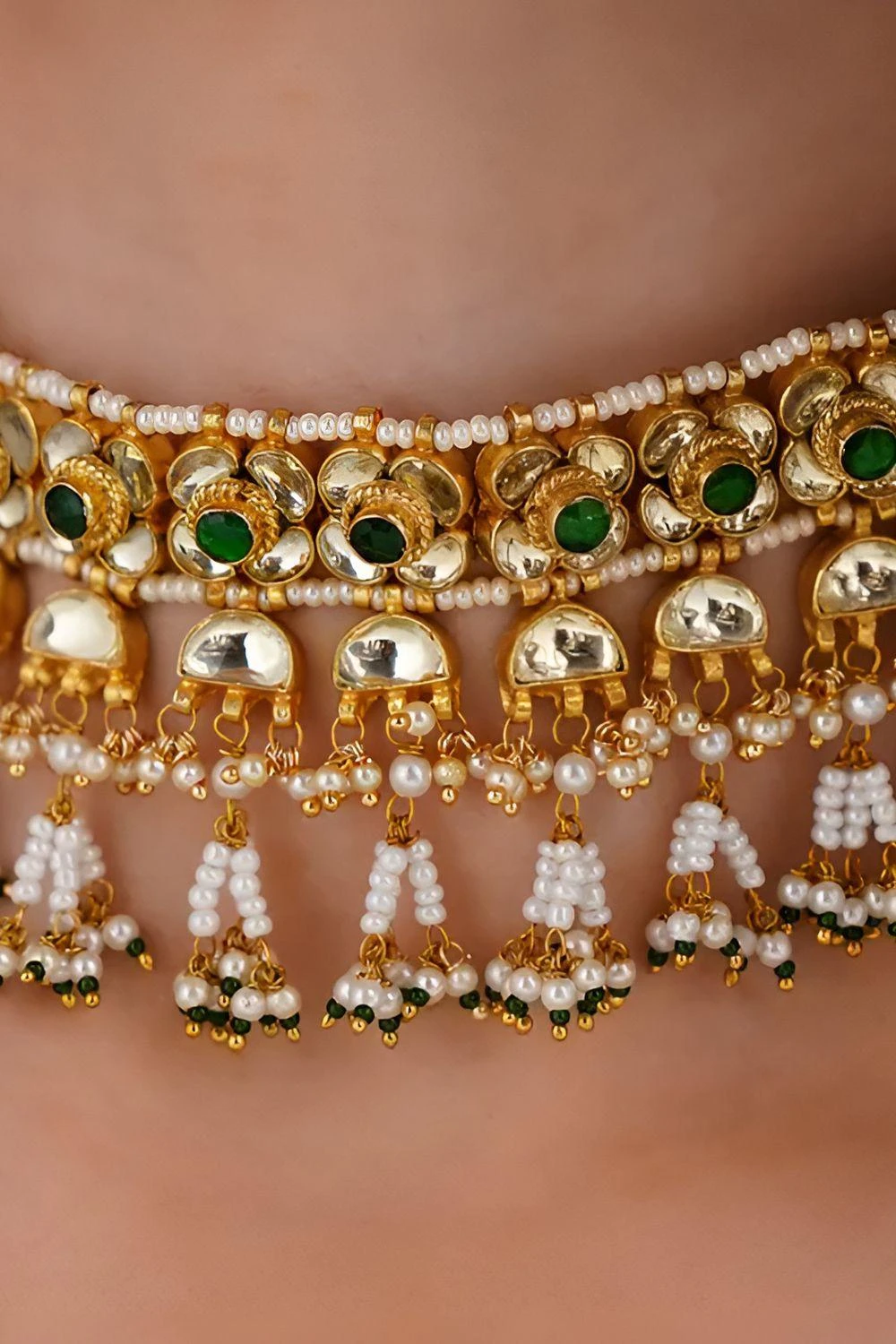 Maisara Green White Beaded Necklace Set With Pearls 4 Maisara Green White Beaded Necklace Set With Pearls - Image 2