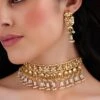 Maisara Golden White Beaded Necklace Set With Pearls -Celestiagem Jewelry Shop 19923mai2 1