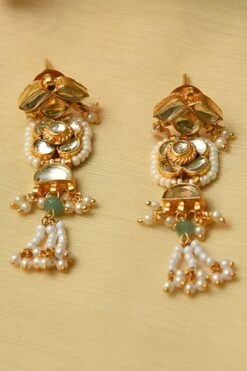 Maisara Golden White Beaded Necklace Set With Pearls -Celestiagem Jewelry Shop 19923mai2 3