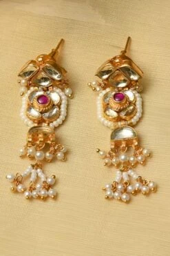 Maisara Red White Beaded Necklace Set With Pearls -Celestiagem Jewelry Shop 19923mai3 3