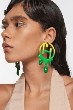 Outhouse Acid Green Handcrafted Midi Earrings -Celestiagem Jewelry Shop 2007ot42 2