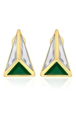 Isharya Emerald & Mirror Pyramid Majesty Earrings