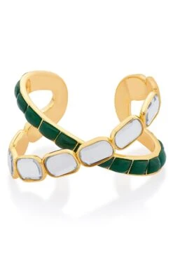 Isharya Cross Emerald & Mirror Bracelet -Celestiagem Jewelry Shop 201223ia4 2