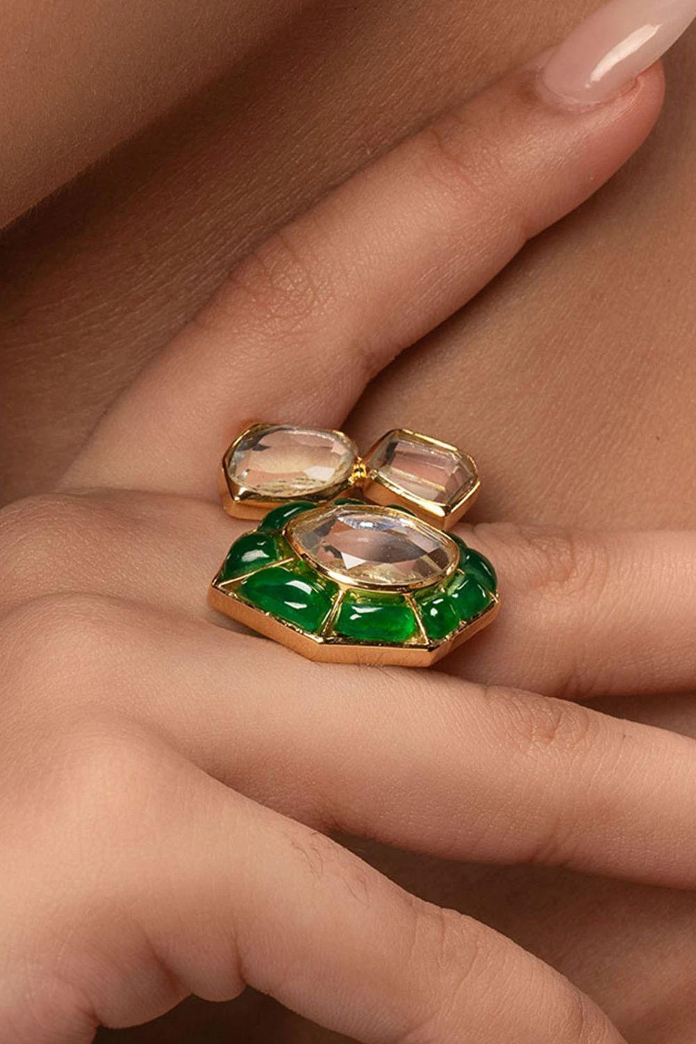 Isharya Majestic Emerald Unveiling Ring 3 Isharya Majestic Emerald Unveiling Ring